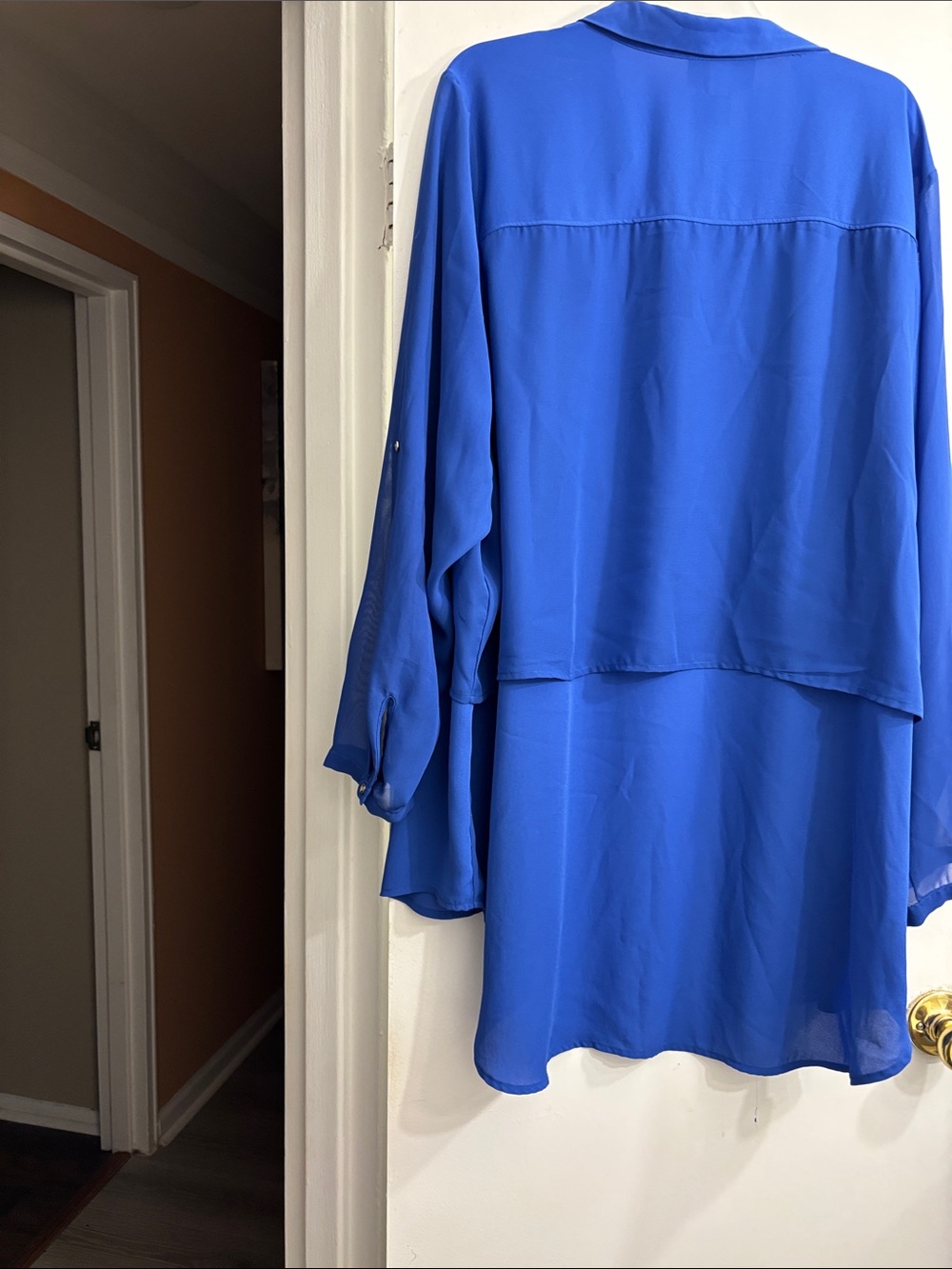 Lane Bryant Cobalt Blue Layered Button-Up Blouse - Picture 2 of 2
